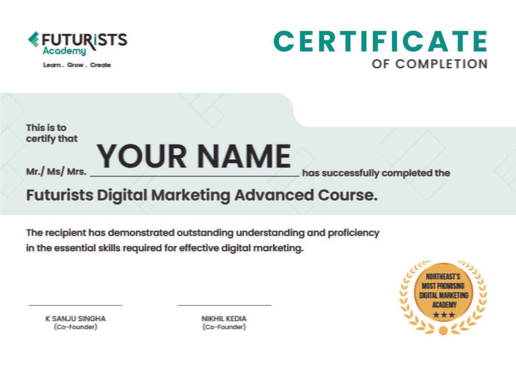 Futurists Digital Marketing Advanced Course Certificate