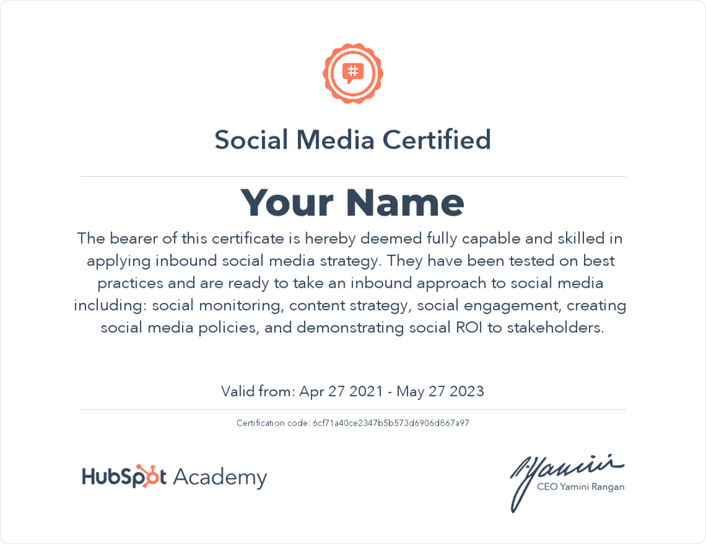 Digital Marketing Course Certificate by Hubspot